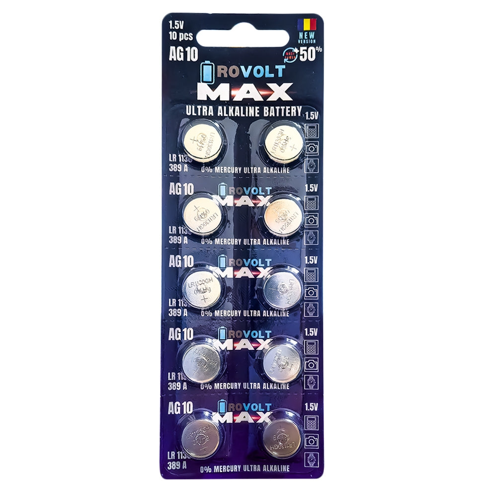 Baterie AG10 Alkalina Rovolt 10/set