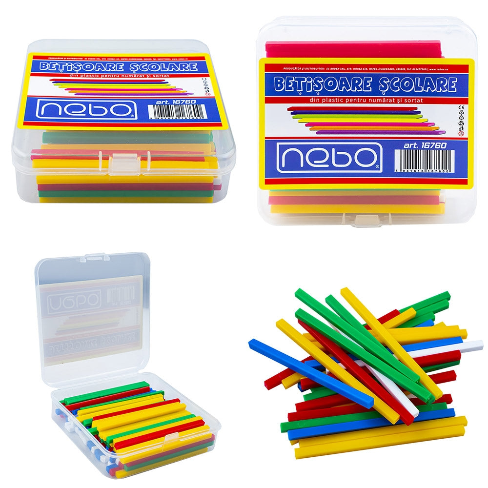 Betisoare scolare din plastic, 100 buc/set - NEBO