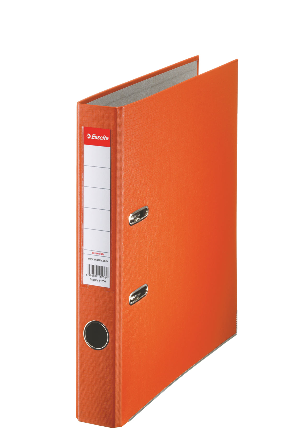 Biblioraft portocaliu Esselte Economy, format A4, cotor de 5 cm, cu mecanism standard și șină metalică, ideal pentru organizarea vizuală a documentelor în birou