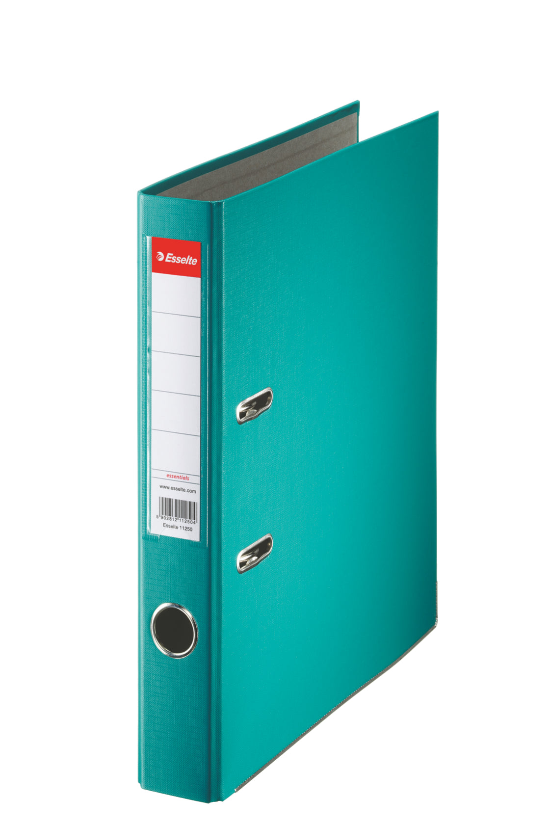Biblioraft turquoise Esselte Economy, format A4, cotor de 5 cm, cu mecanism standard și șină metalică, ideal pentru arhivarea documentelor și organizarea pe culori în birou