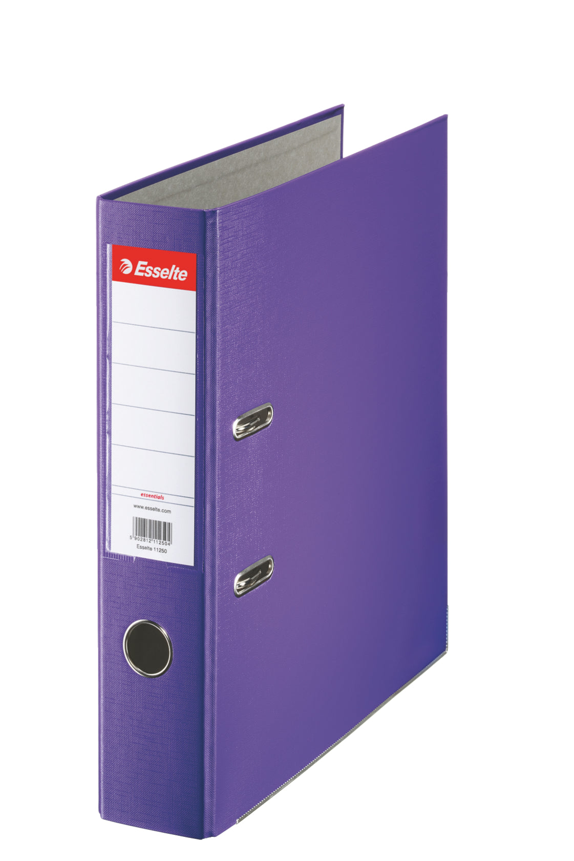 Biblioraft mov Esselte Economy, format A4, cotor lat de 7.5 cm, cu mecanism standard și șină metalică, ideal pentru arhivarea profesională și organizarea pe culori a documentelor