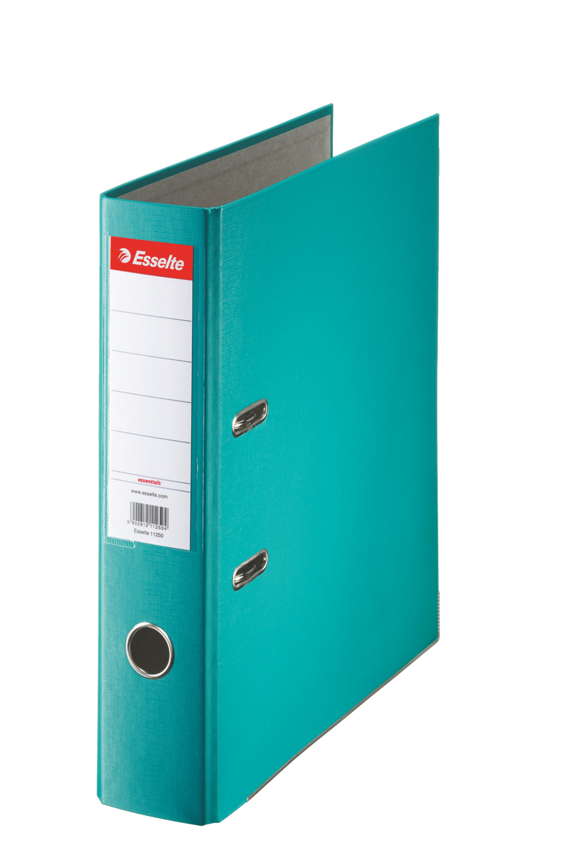 Biblioraft turcoaz Esselte Economy, format A4, cotor lat de 7.5 cm, echipat cu mecanism standard și șină metalică, ideal pentru o arhivare profesională, modernă și colorată