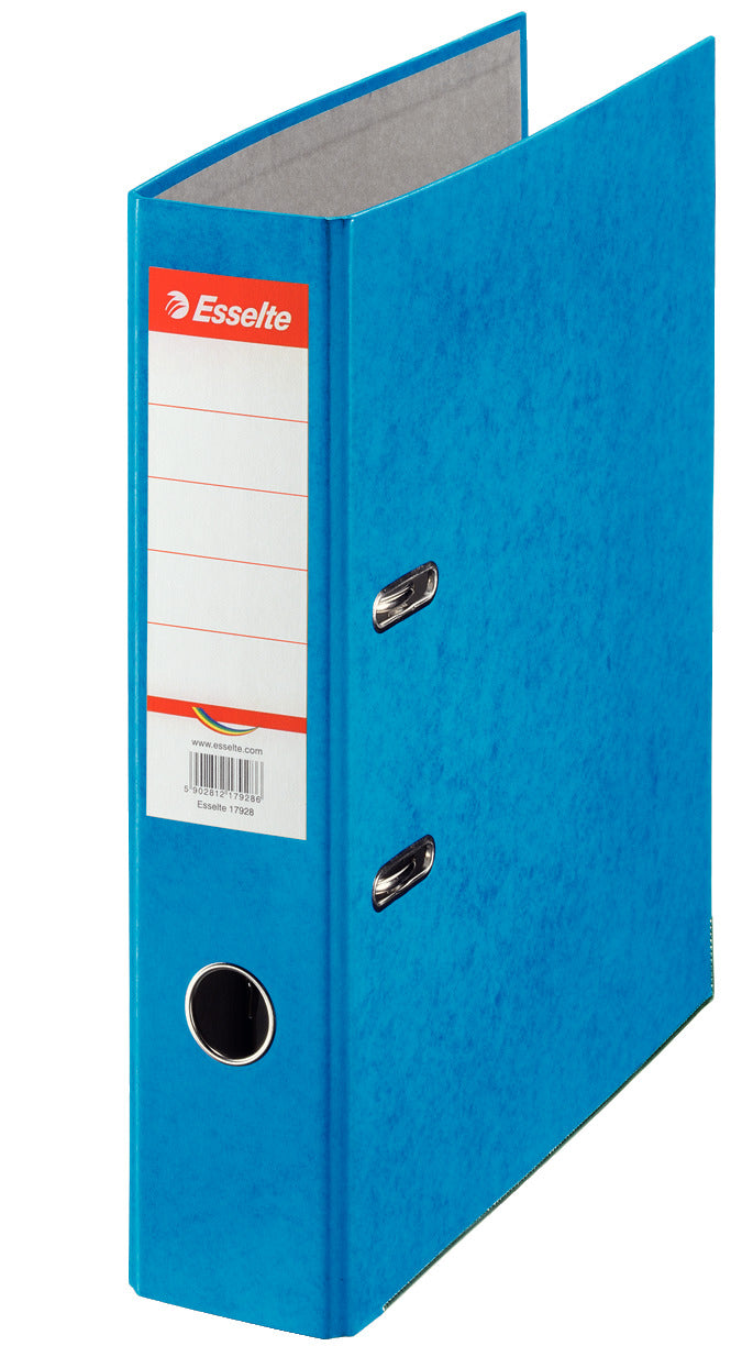 Biblioraft Esselte Rainbow, format A4, grosime cotor 7,5 cm, culoare albastru, realizat din carton prespan, ideal pentru arhivarea voluminoasă a documentelor