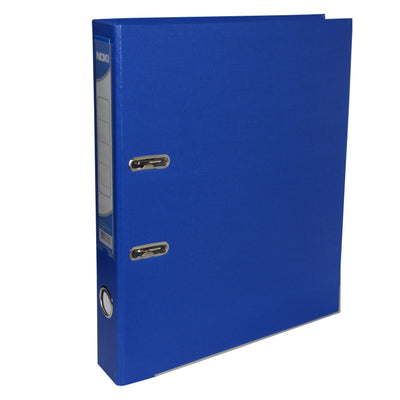 Biblioraft plastifiat Noki, format A4, cotor de 5 cm, culoare albastră, echipat cu muchie metalică și buzunar pentru etichetă, ideal pentru arhivarea documentelor în birou.