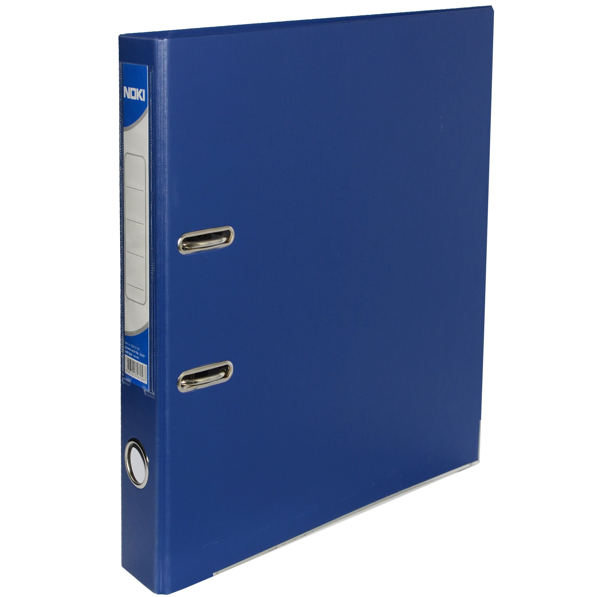 Biblioraft plastifiat Noki, format A4, cotor de 5 cm, culoare bleumarin, echipat cu muchie metalică și buzunar pentru etichetă, ideal pentru arhivarea documentelor oficiale