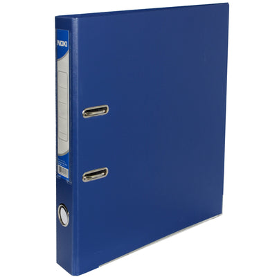 Biblioraft plastifiat Noki, format A4, cotor de 5 cm, culoare bleumarin, echipat cu muchie metalică și buzunar pentru etichetă, ideal pentru arhivarea documentelor oficiale