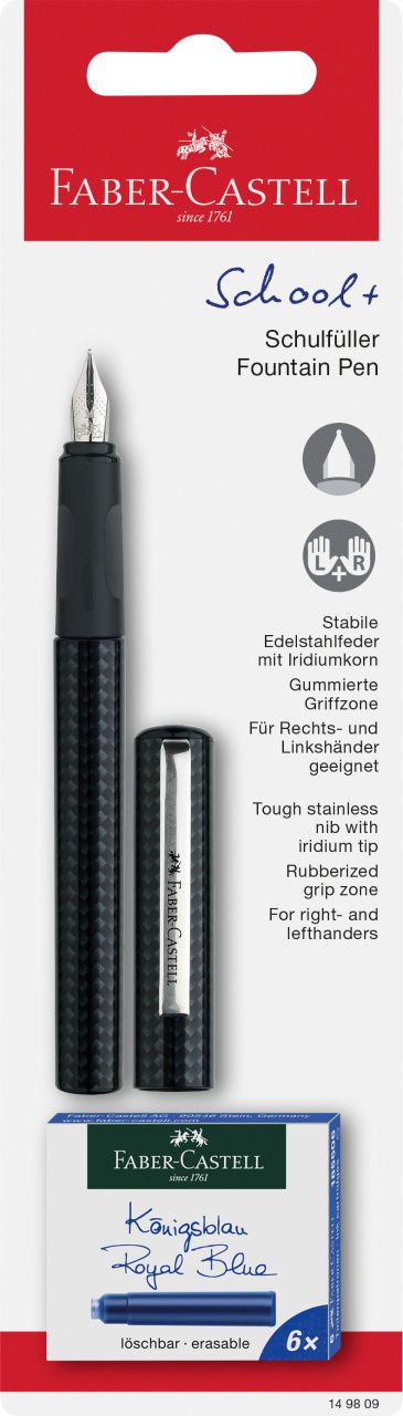 Blister Stilou Scolar Negru + 6 Cartuse Faber-Castell