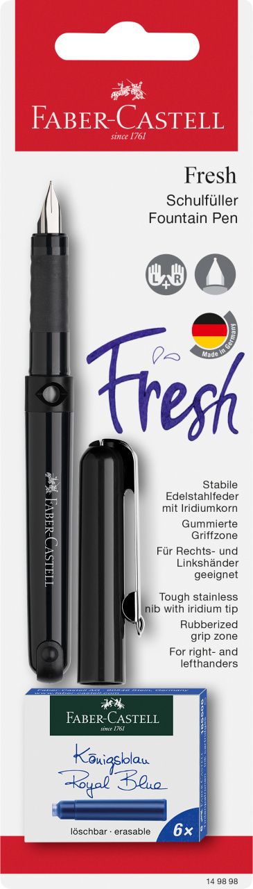 Blister Stilou Scolar Vario Fresh Negru + 6 Cartuse Faber-Castell