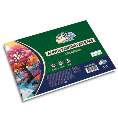 Bloc de desen Artline format A4 pentru pictura acrilica cu 10 file din celuloza 100% si densitate de 400g potrivit pentru tehnici umede si uscate