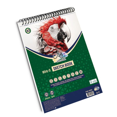 Bloc de desen si schite Artline format A3 cu arc metalic 25 file de 135g hartie extra alba pentru desen artistic si tehnic