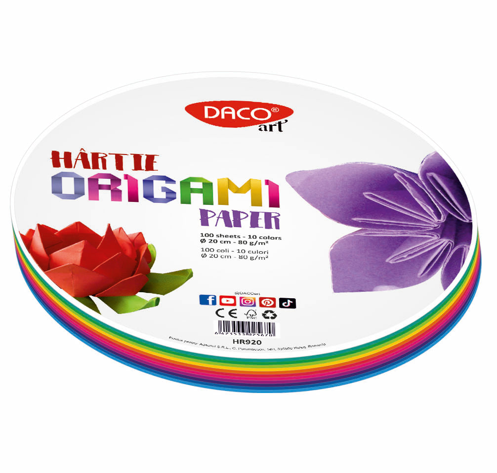 HARTIE ORIGAMI ROTUNDA 20CM  100/SET DACO HR920