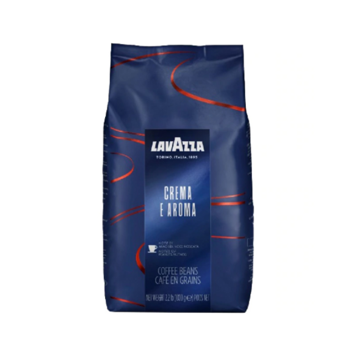 Pachet de cafea boabe Lavazza Crema e Aroma albastră 1kg cu note de alune și nucșoară