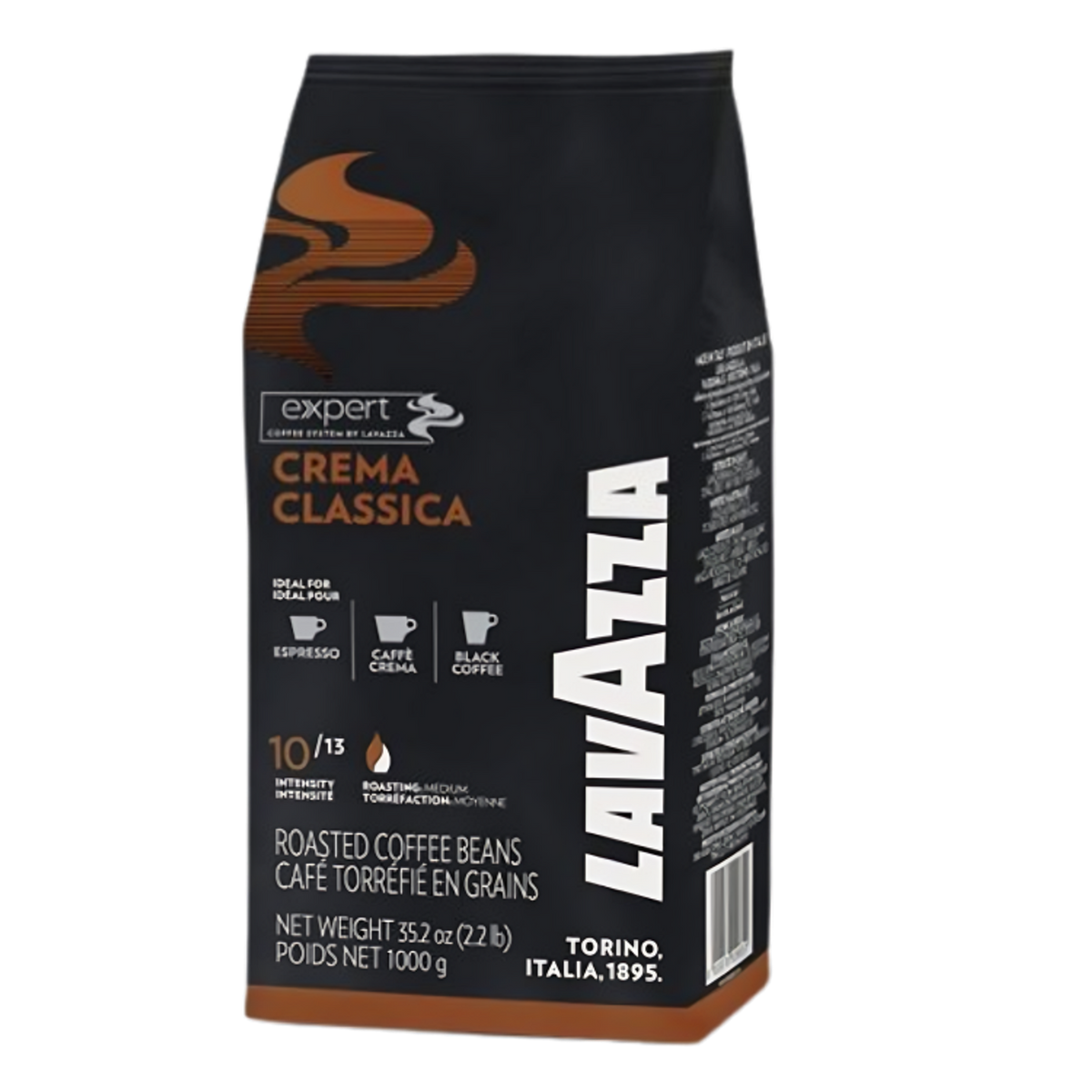 Pachet de cafea boabe Lavazza Expert Crema Classica 1kg cu intensitate 10 din 13 și note de ciocolată neagră