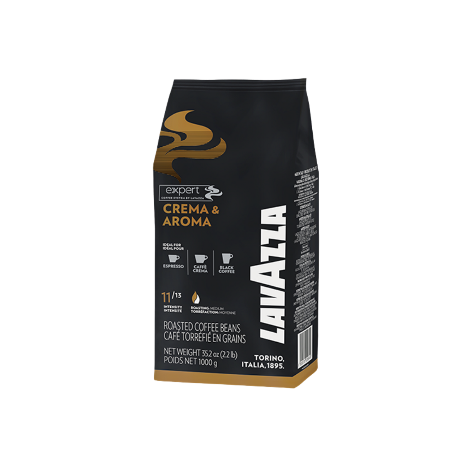 Pachet de cafea boabe Lavazza Expert Crema e Aroma 1kg cu intensitate 11 din 13 și note de cacao