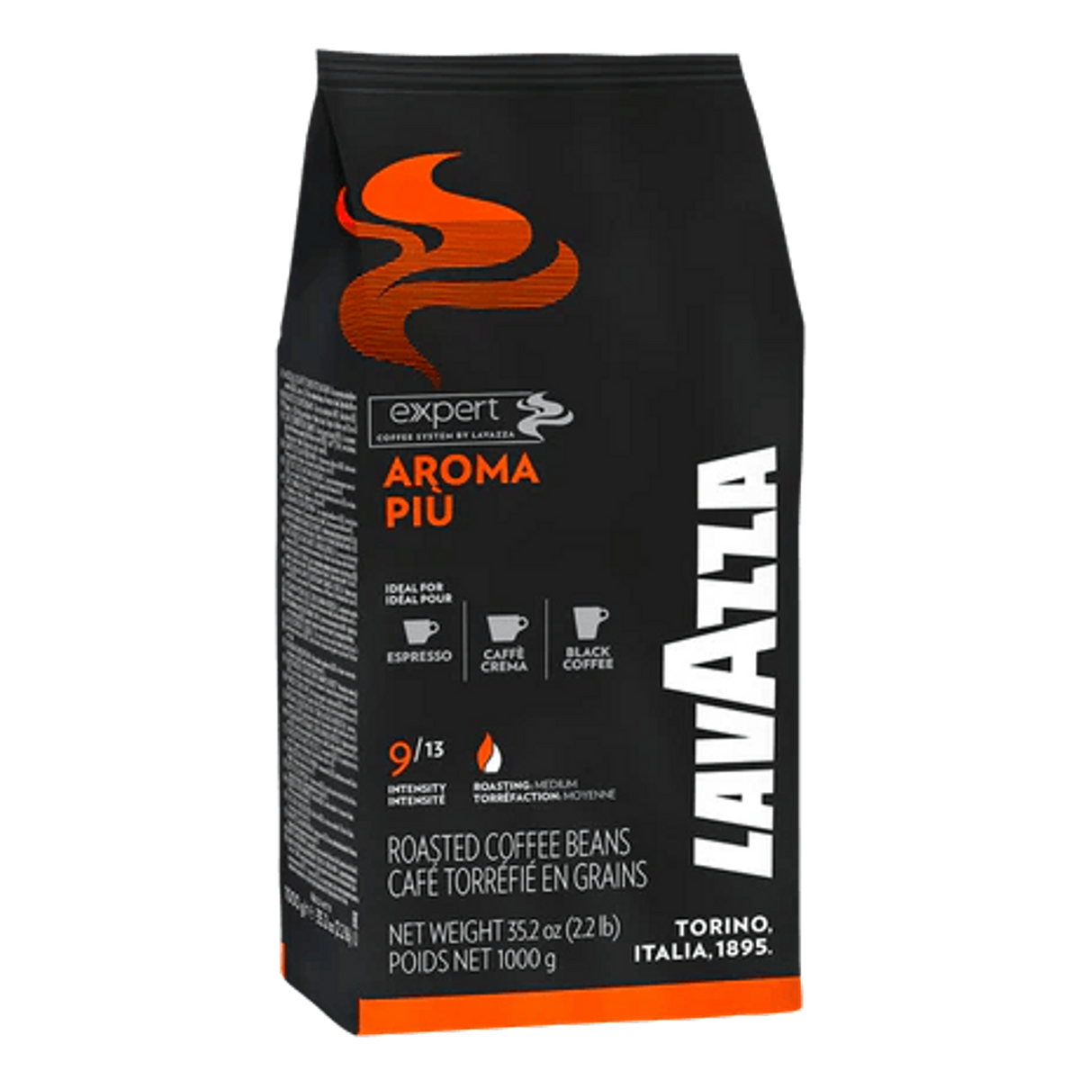 Pachet de cafea boabe Lavazza Expert Plus Aroma Piu 1kg pentru vending cu note de miere și migdale