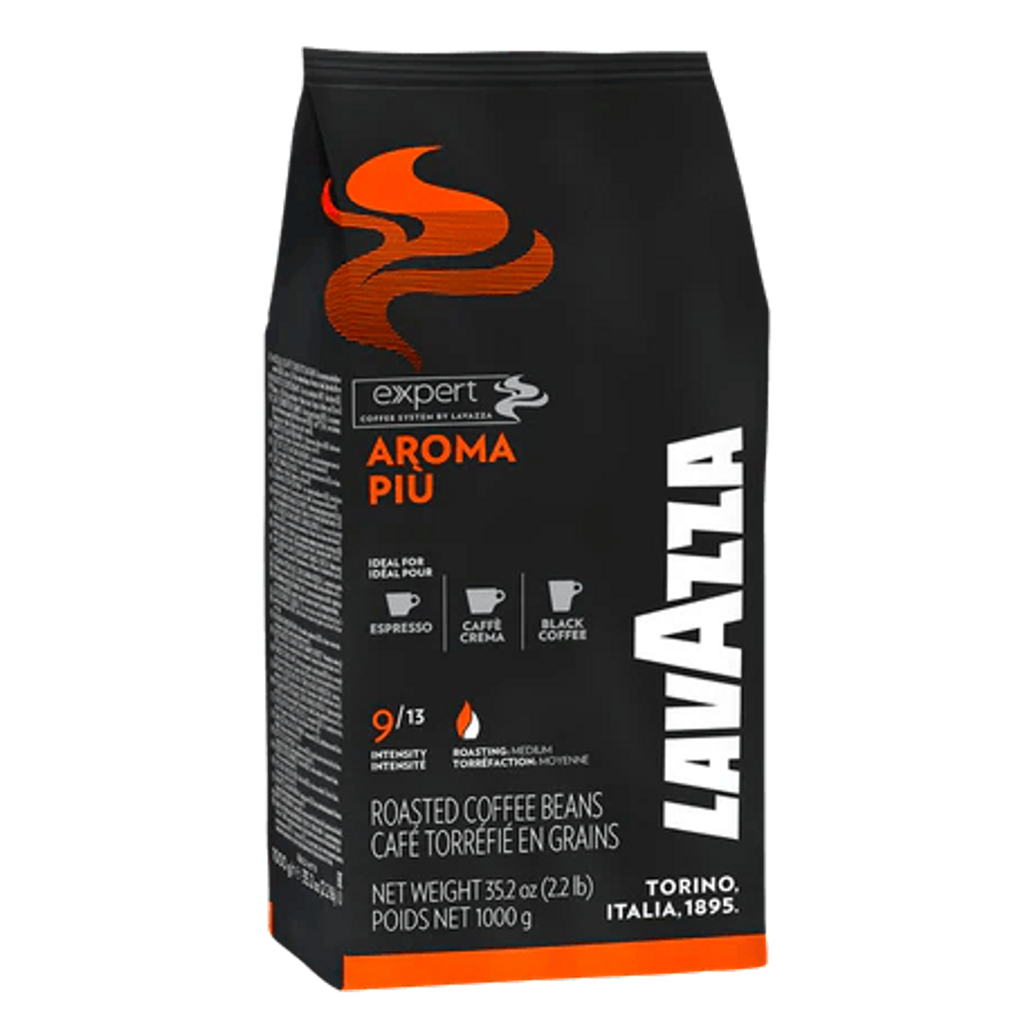 Pachet de cafea boabe Lavazza Expert Plus Aroma Piu 1kg pentru vending cu note de miere și migdale