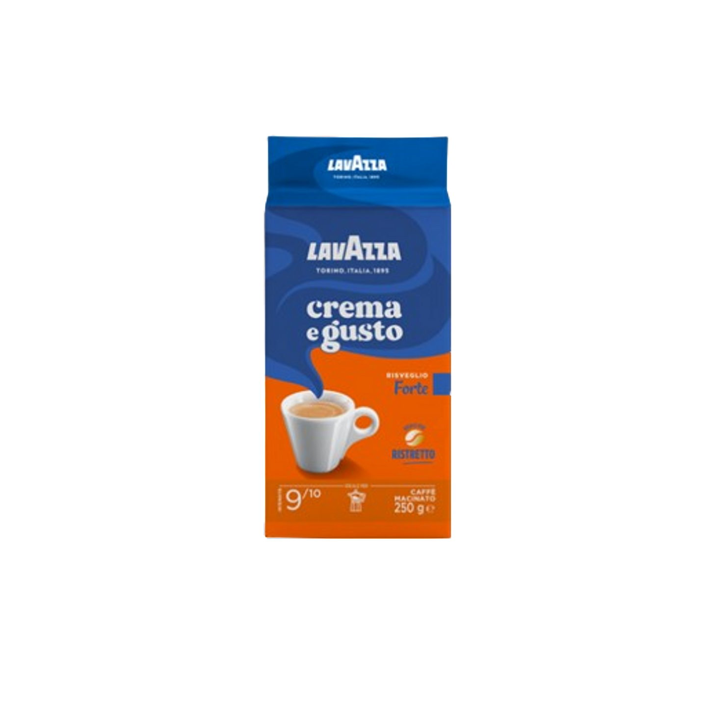 Pachet de cafea măcinată Lavazza Crema e Gusto Forte 250g cu intensitate 9 din 10