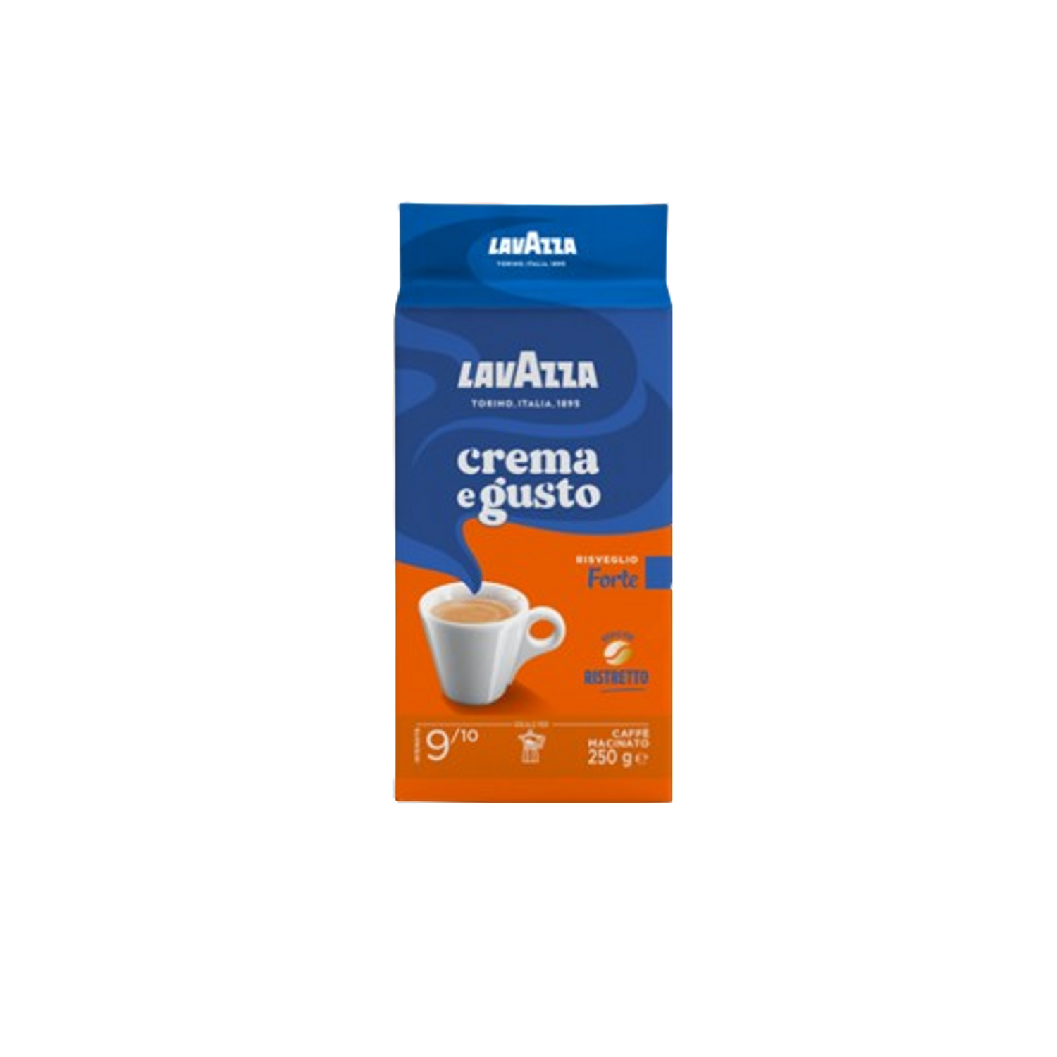 Pachet de cafea măcinată Lavazza Crema e Gusto Forte 250g cu intensitate 9 din 10