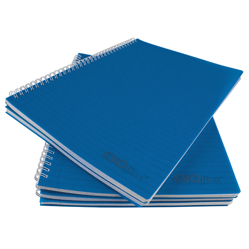 Caiet A4 dictando EVOffice cu 100 file, spiră metalică, microperforații și copertă din plastic de 500 microni