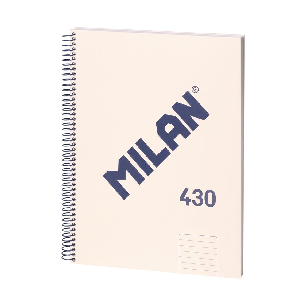Caiet A4 dictando cu spiră Milan bej 430 57142E80Bg, 80 file elegante pentru școală și birou