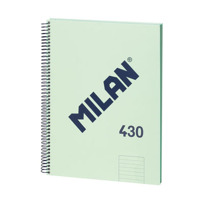 Caiet A4 dictando cu spiră Milan verde 430 57142E80Gr, 80 file elegante pentru școală și birou