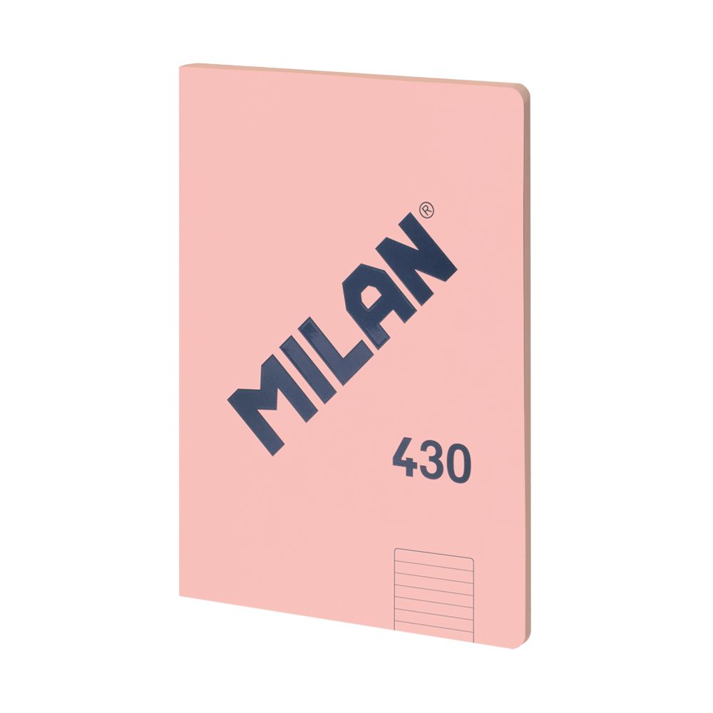 Caiet A4 Milan cu 48 de file dictando, legare cusută robustă și copertă roz delicată, ideal pentru școală, birou și notițe creative stilate