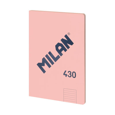 Caiet A4 Milan cu 48 de file dictando, legare cusută robustă și copertă roz delicată, ideal pentru școală, birou și notițe creative stilate