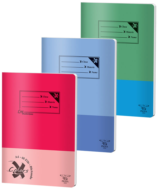 Caiet A4 Pigna Basic cu 48 de file dictando și copertă monocromă, ideal pentru birou, școală și notițe profesionale cu un design minimalist