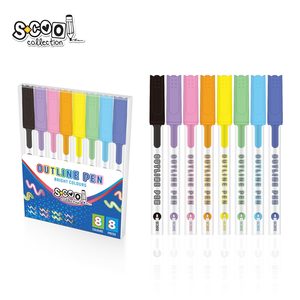 Carioci argintii, contur color, 2mm/4mm, 8 buc/set - S-COOL
