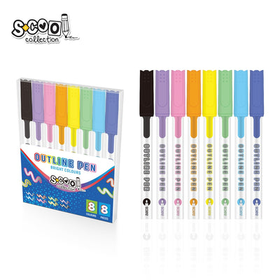 Carioci argintii, contur color, 2mm/4mm, 8 buc/set - S-COOL