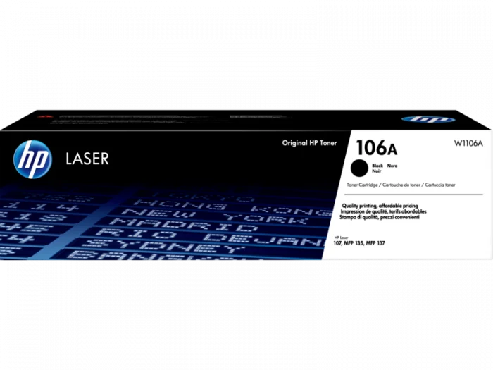 Toner original HP 106A (W1106A) negru (Black), 1k pagini (HP 107a/107r/107w/135a/135r/135w/137fnw)