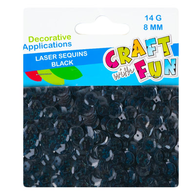 CF Paiete negre cu sclipici, 8mm, 14g/set
