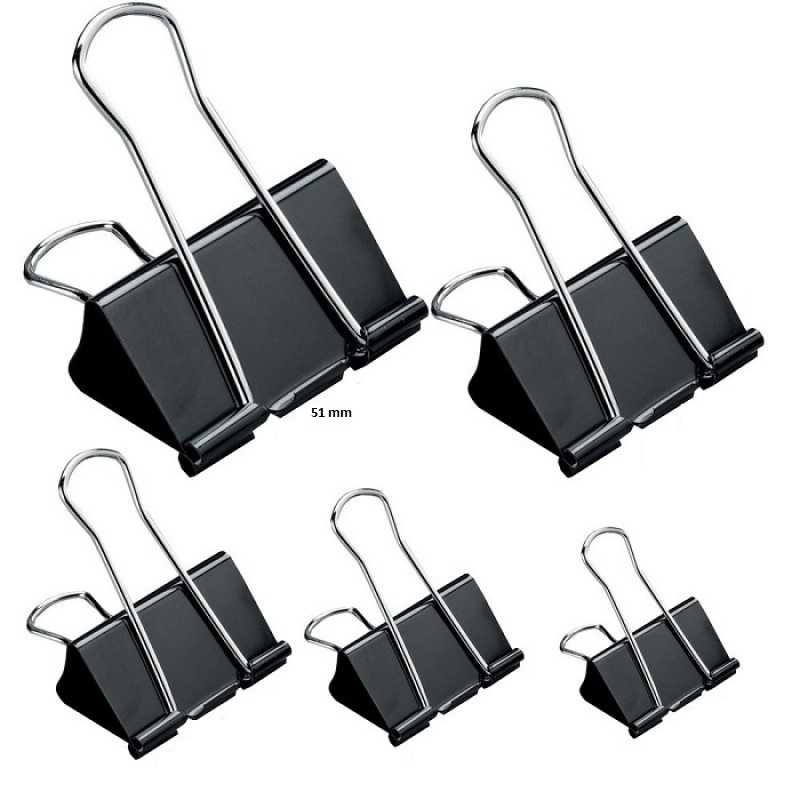 Clipsuri metalice, negre, 51mm, 12buc/set - OFFISHOP