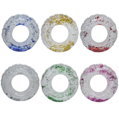 Colac Gonflabil de Înot pentru Copii, 60 cm, cu Sclipici (Confetti Metalizate), Culori Diverse