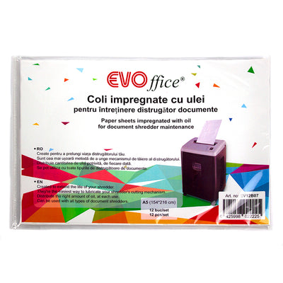 Coli A5 impregnate cu ulei pentru intretinere distrugator documente, 12buc/set EVOffice