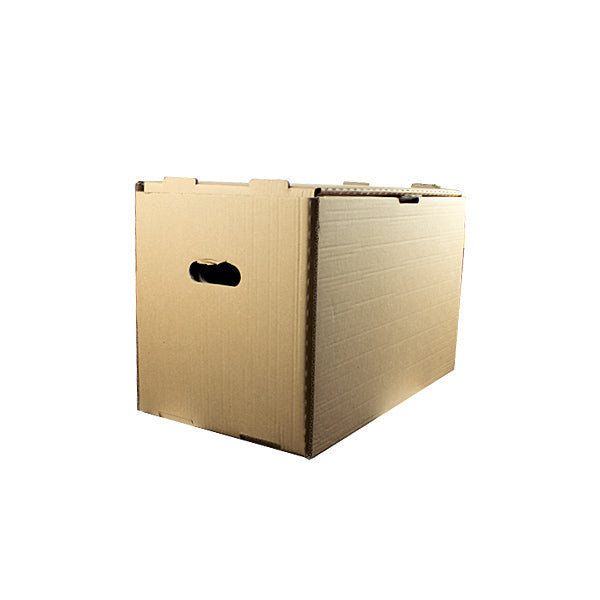 Container de arhivare profesional EVOffice din carton cu 5 straturi, cu capac integrat și pereți dubli, ideal pentru depozitarea a 7 bibliorafturi
