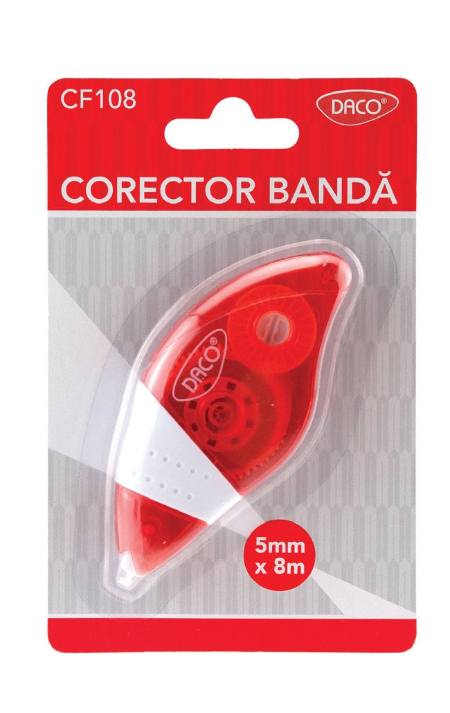 Corector cu banda DACO CF108 latime 5mm lungime 8m cu grip ergonomic pentru rescriere imediata