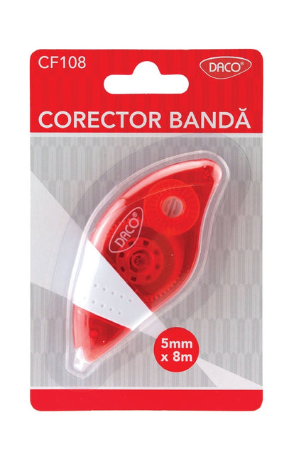 Corector cu banda DACO CF108 latime 5mm lungime 8m cu grip ergonomic pentru rescriere imediata