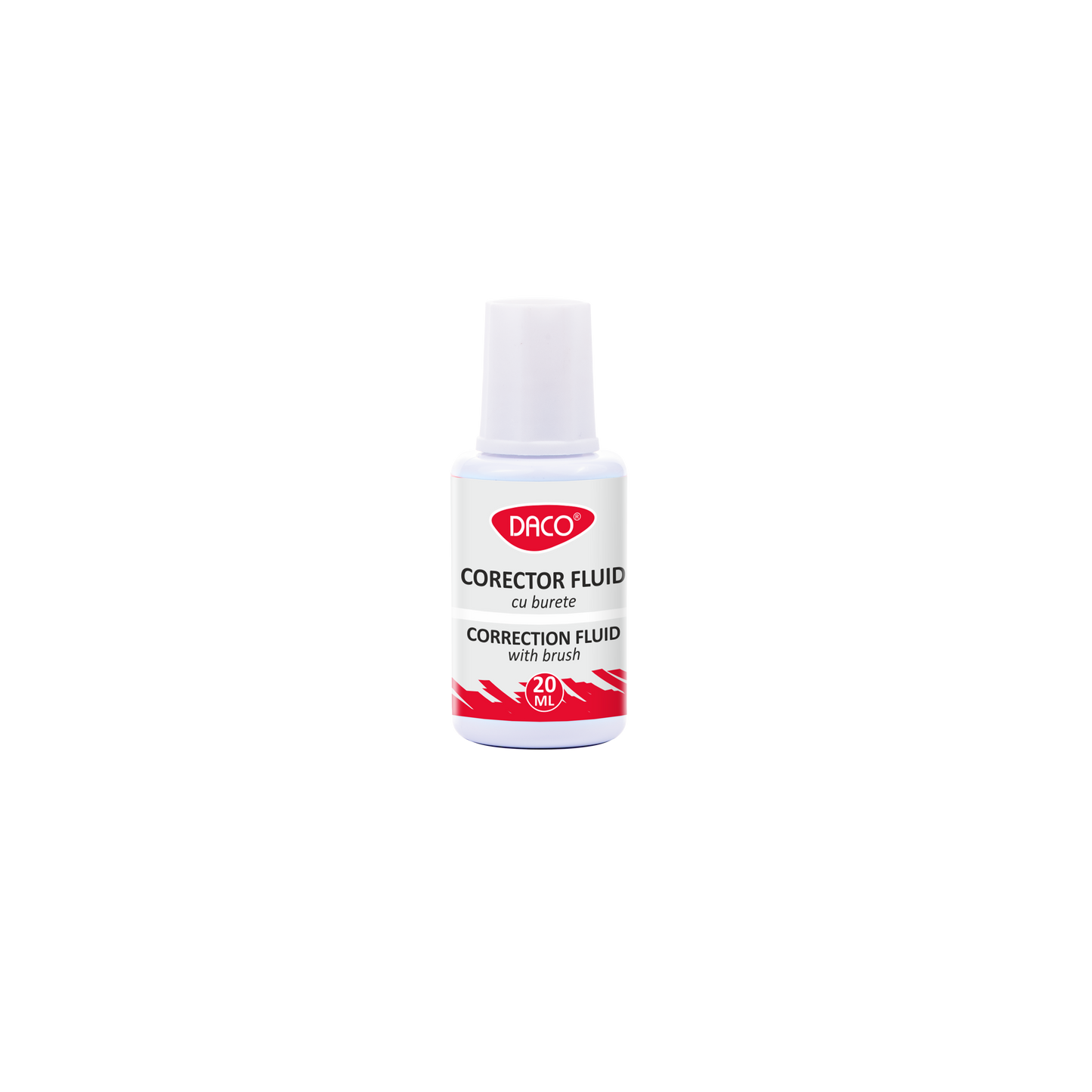 Corector fluid DACO CF002 cu aplicator burete pe baza de solvent 20g pentru acoperire maxima