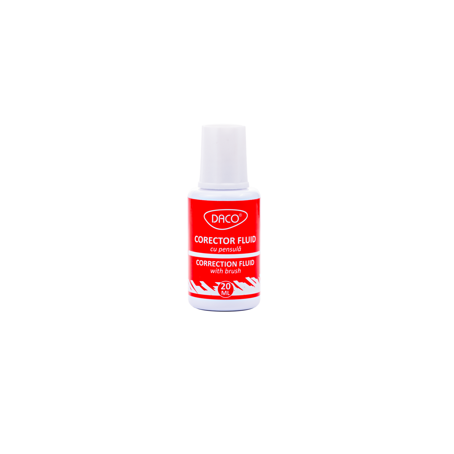 Corector fluid DACO CF001 cu aplicator pensula pe baza de solvent 20g pentru stergere precisa