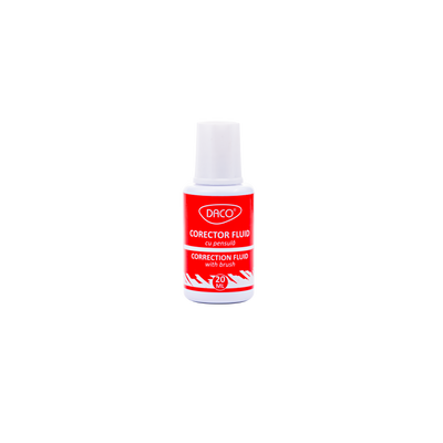 Corector fluid DACO CF001 cu aplicator pensula pe baza de solvent 20g pentru stergere precisa