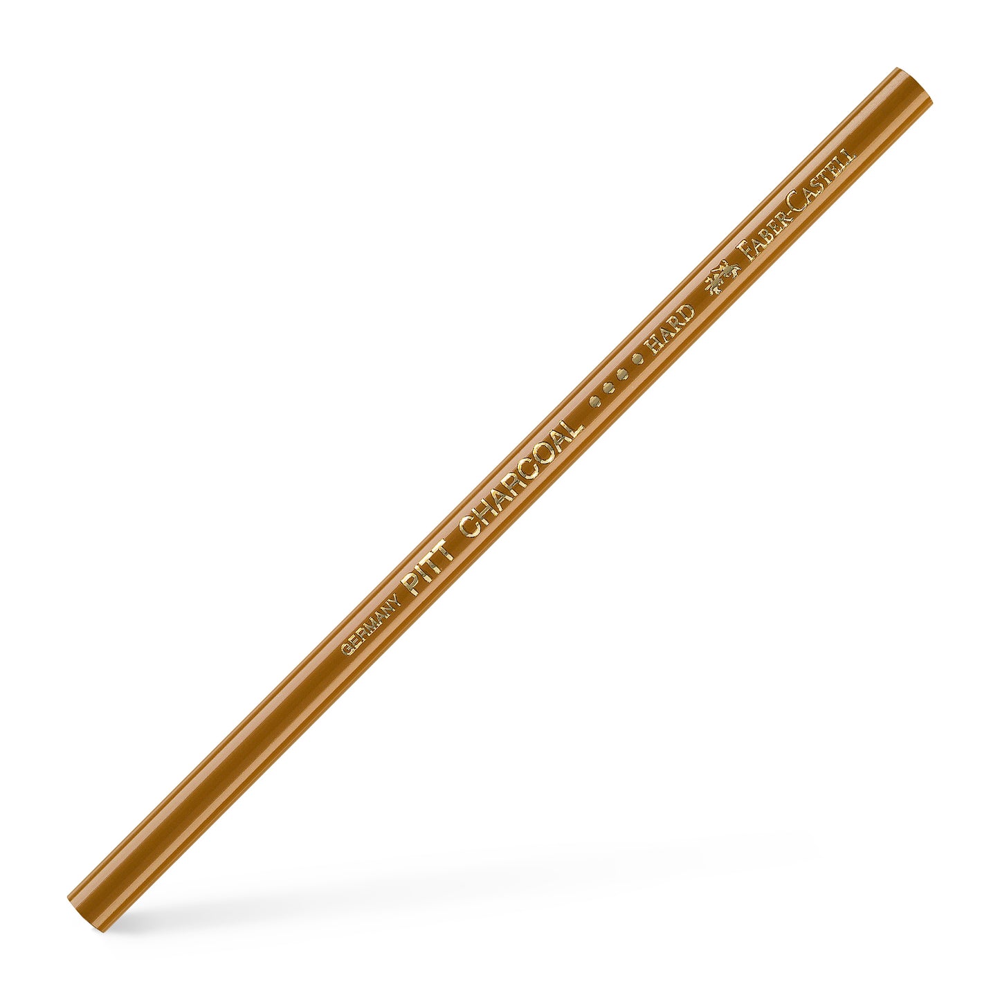 Creion profesional din cărbune presat Faber-Castell din seria Pitt Monochrome, grad de duritate Hard, realizat din cărbune, funingine și argilă pentru un negru extrem de intens