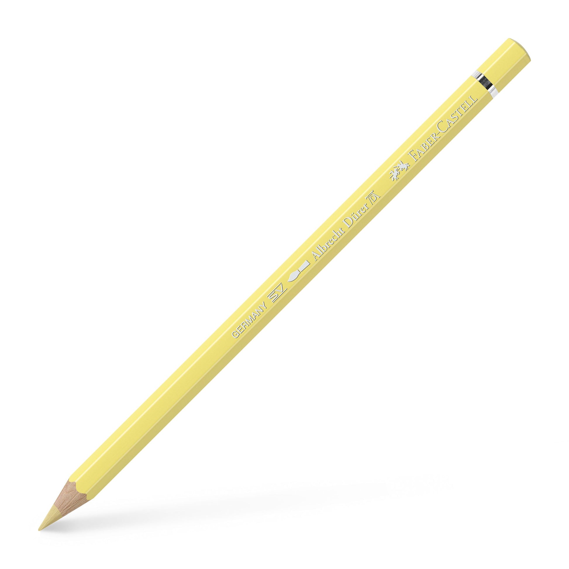 Creion colorat acuarelabil profesional Albrecht Dürer Faber-Castell în nuanța delicată Crem 102, cu mină groasă de 3.8 mm și pigmenți superiori calzi perfect solubili în apă