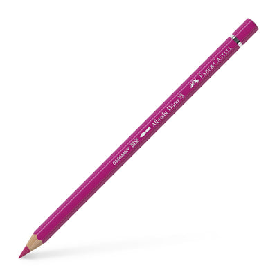 Creion colorat acuarelabil profesional Albrecht Dürer Faber-Castell în nuanța vibrantă Fuchsia 123, cu mină groasă de 3.8 mm și pigmenți superiori perfect solubili în apă