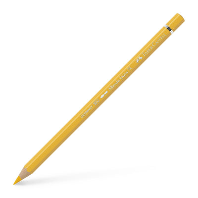 Creion colorat acuarelabil profesional Albrecht Dürer Faber-Castell în nuanța vibrantă Galben Cadmiu Închis 108, cu mină groasă de 3.8 mm și pigmenți superiori perfect solubili în apă