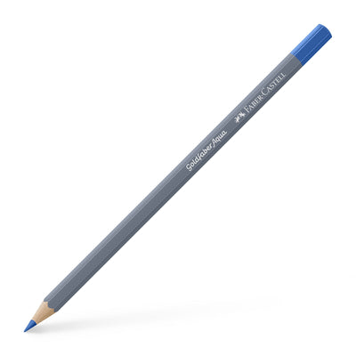 Creion colorat acuarelabil profesional Goldfaber Faber-Castell în nuanța vibrantă Albastru Cobalt 143, cu mină de 3.3 mm și solubilitate totală în apă
