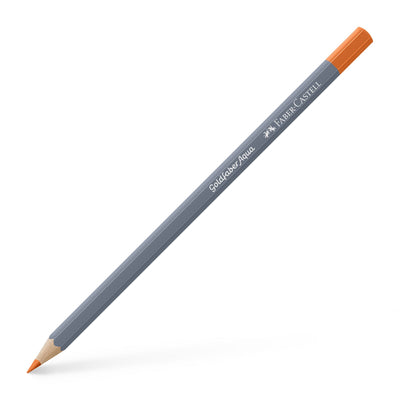 Creion colorat acuarelabil Goldfaber Faber-Castell în nuanța vibrantă Portocaliu Cadmiu Închis 115, cu mină de 3.3 mm, perfect pentru accente solare și tehnici de acuarelă
