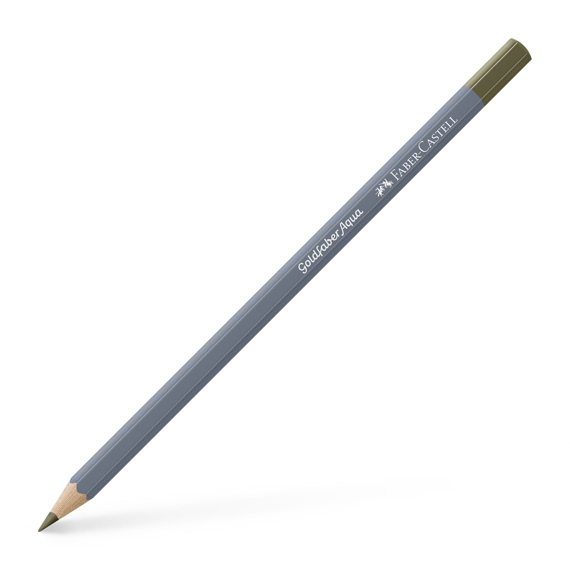 Creion colorat acuarelabil Goldfaber Faber-Castell în nuanța pământie Verde Oliv Gălbui 173, cu mină de 3.3 mm, perfect pentru detalii botanice și tehnici de acuarelă