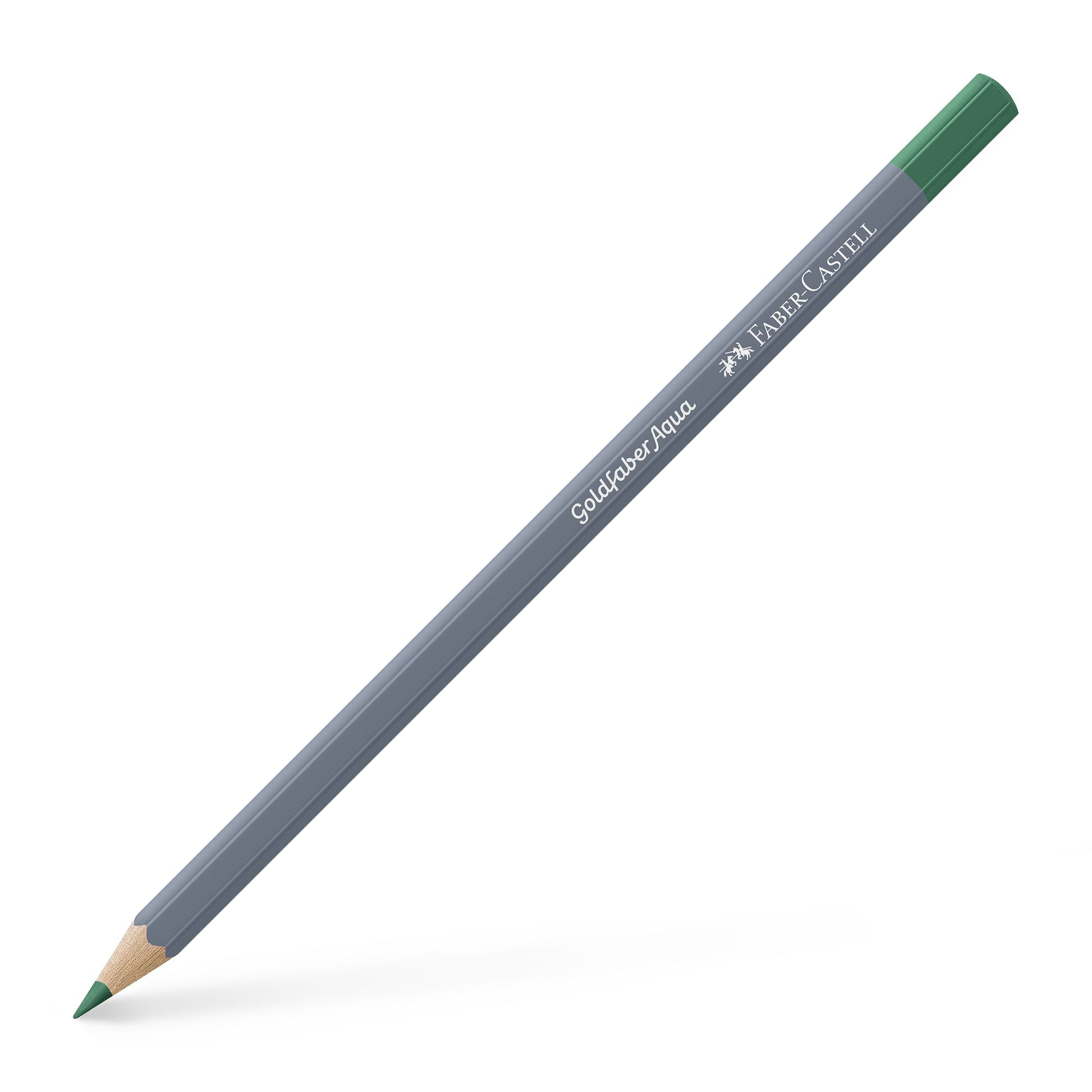 Creion colorat acuarelabil Goldfaber Faber-Castell în nuanța luminoasă Verde Phtalo Deschis 162, cu mină de 3.3 mm, perfect pentru detalii fine și tehnici de acuarelă