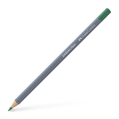 Creion colorat acuarelabil Goldfaber Faber-Castell în nuanța luminoasă Verde Phtalo Deschis 162, cu mină de 3.3 mm, perfect pentru detalii fine și tehnici de acuarelă